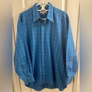 Christian Dior Men’s Blue & Yellow Plaid Button Up Dress Shirt - Size L/17
